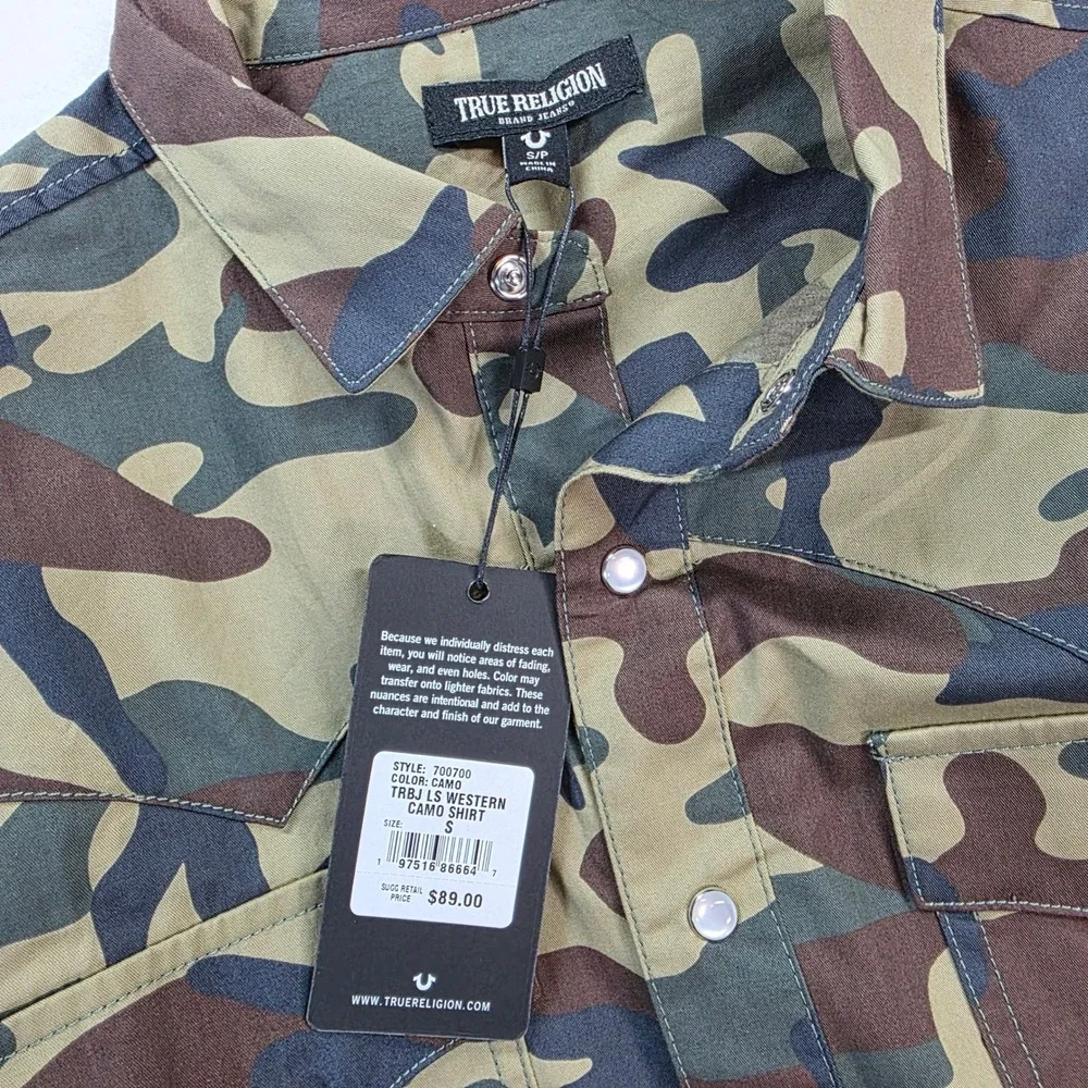 True‎ Religion Men's TRBJ LS Western Camo Shirt S Snap Button Style 700700 NWT